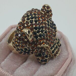 Jennifer Lopez Gold Tone Jeweled Leopard Ring, Sz7.